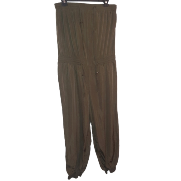 Olive Green Strapless Jumpsuit - Picture 12 of 12